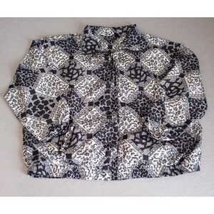 Vintage EVR Front Zip 80s 90s Light Windbreaker Jacket Women's 2X‎ Black White